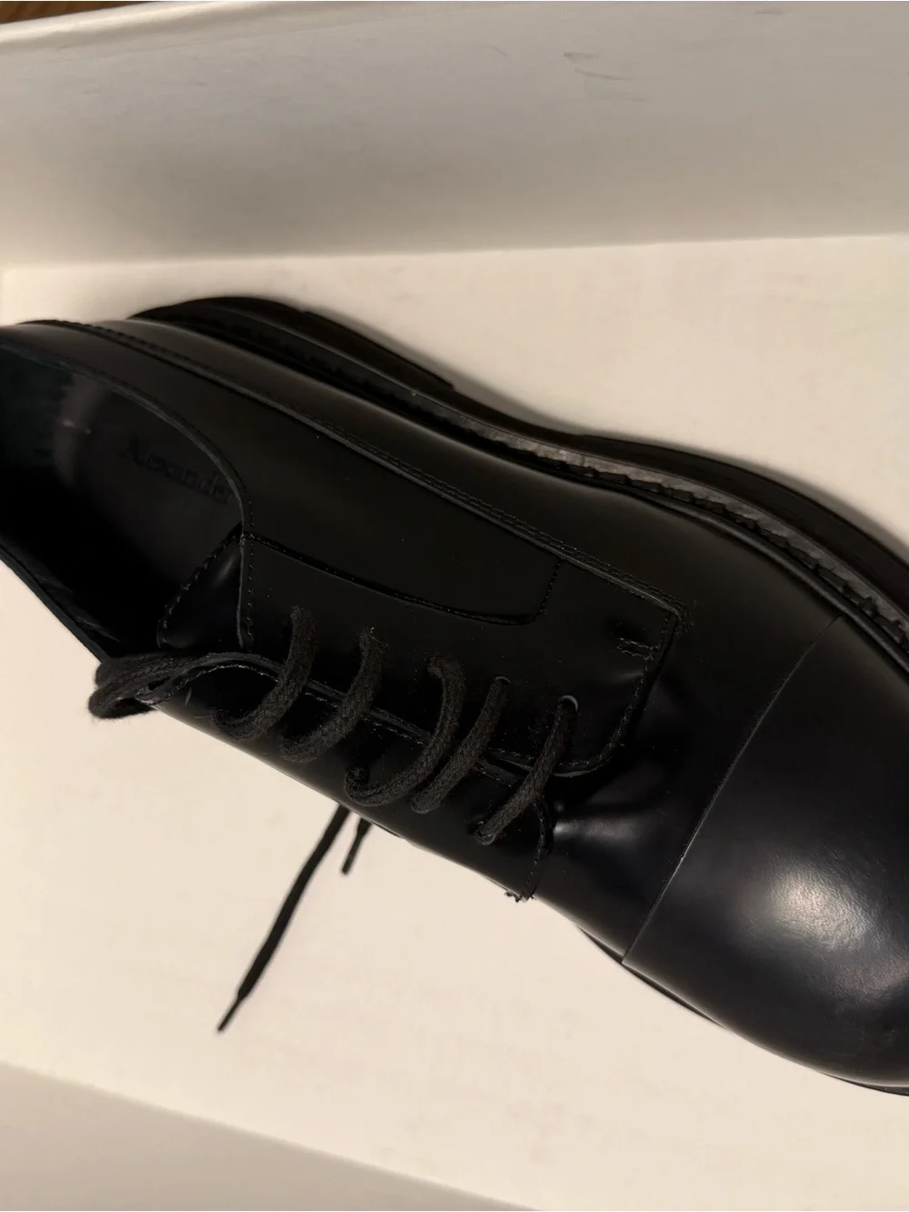 Alexander McQueen Black Men Leather Derby Shoes